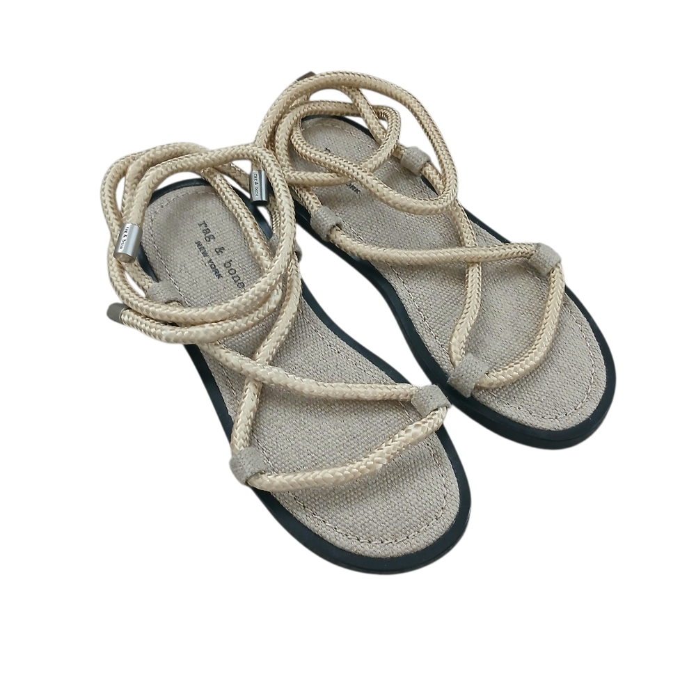 RAG & BONE Infinity Sandals Women's 7.5 Tan Silver Accents Gladiator Neutral
